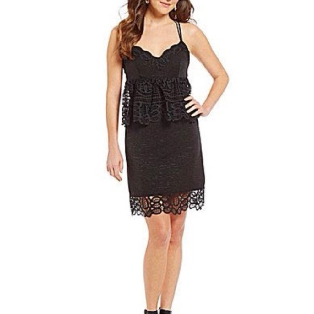 Gianni Bini Monica Lace Peplum Dress - Black - NWOT